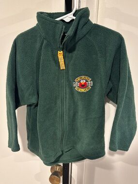 Sesame Street Dark Green Fleece Zip-Up Jacket with Elmo Patch